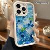 Phone Case: 2D flat design suitable for iPhone 18 17 16 15 14 13 Pro tiered protective case, blueberry flower sea, Christmas and Halloween gift