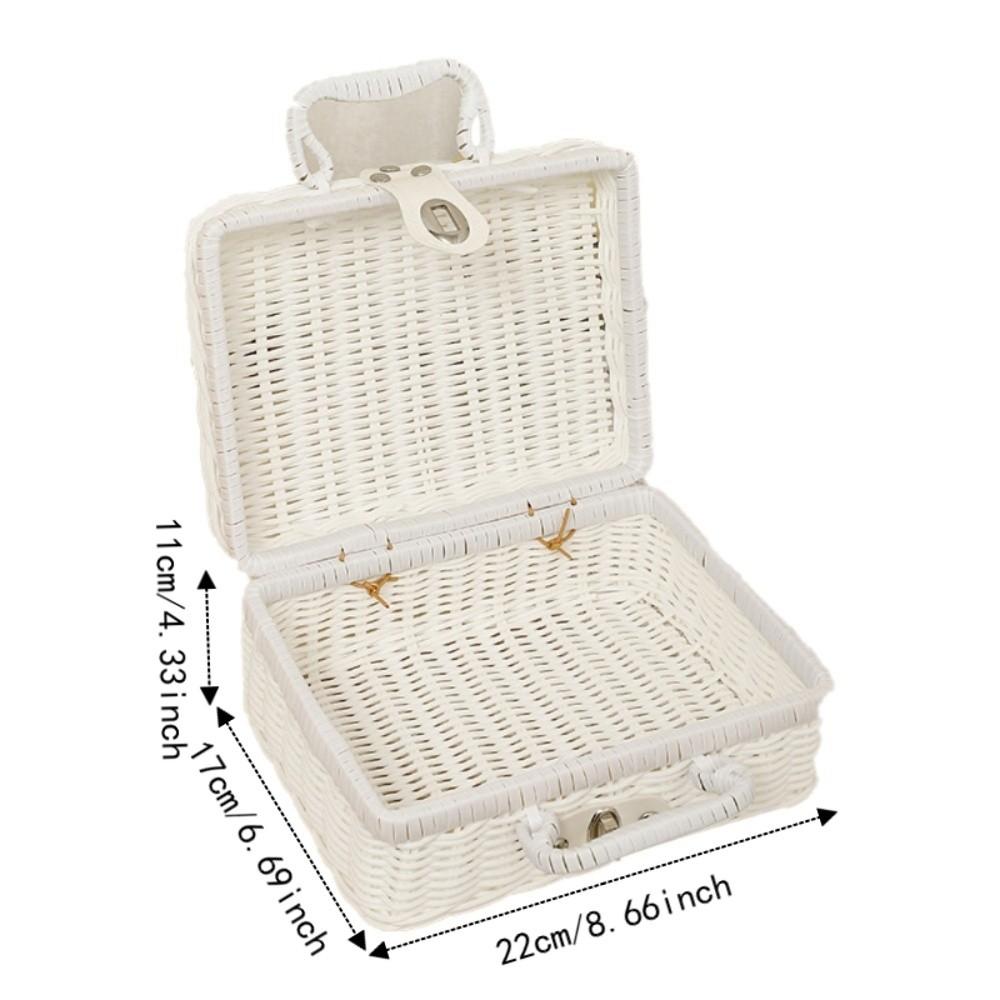 With Ring Shaped Handle Woven Picnic Box Handwoven Rattan Storage Box  Wedding Party