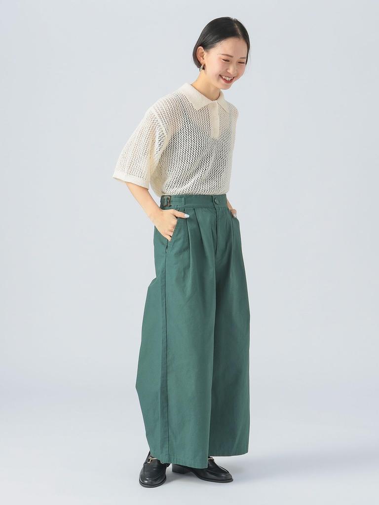 Beams Heart Pants with Side Size S Women's Wide-leg Belts, Green,