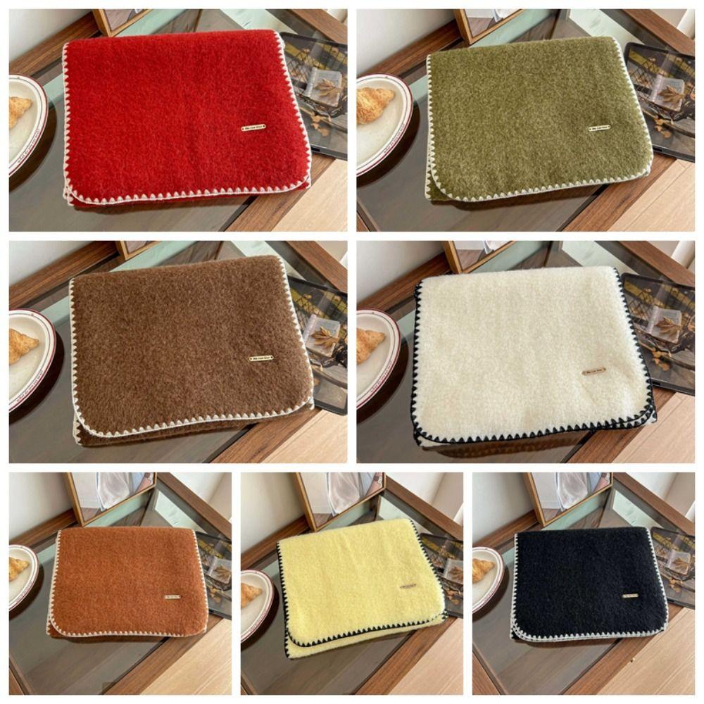 Gifts Polyester Lock Edge Winter Scarf Solid Color Classic Long Thickened Neckscarf Soft French Style Women Warmer Scarf Men