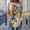 Женские осенние топы с принтом увядших желтых листьев, повседневная футболка с длинным рукавом, топ, блузка