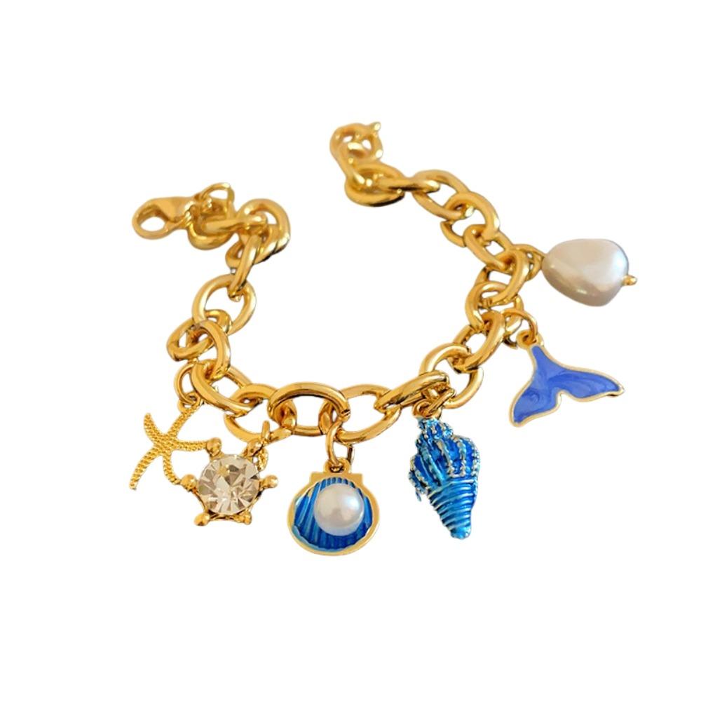 Ornaments Turtle Zinc Zinc Alloy Woven Bangle Zinc Zinc Alloy Rhinestone Pearl Shell Beaded Hand Chain  Daily