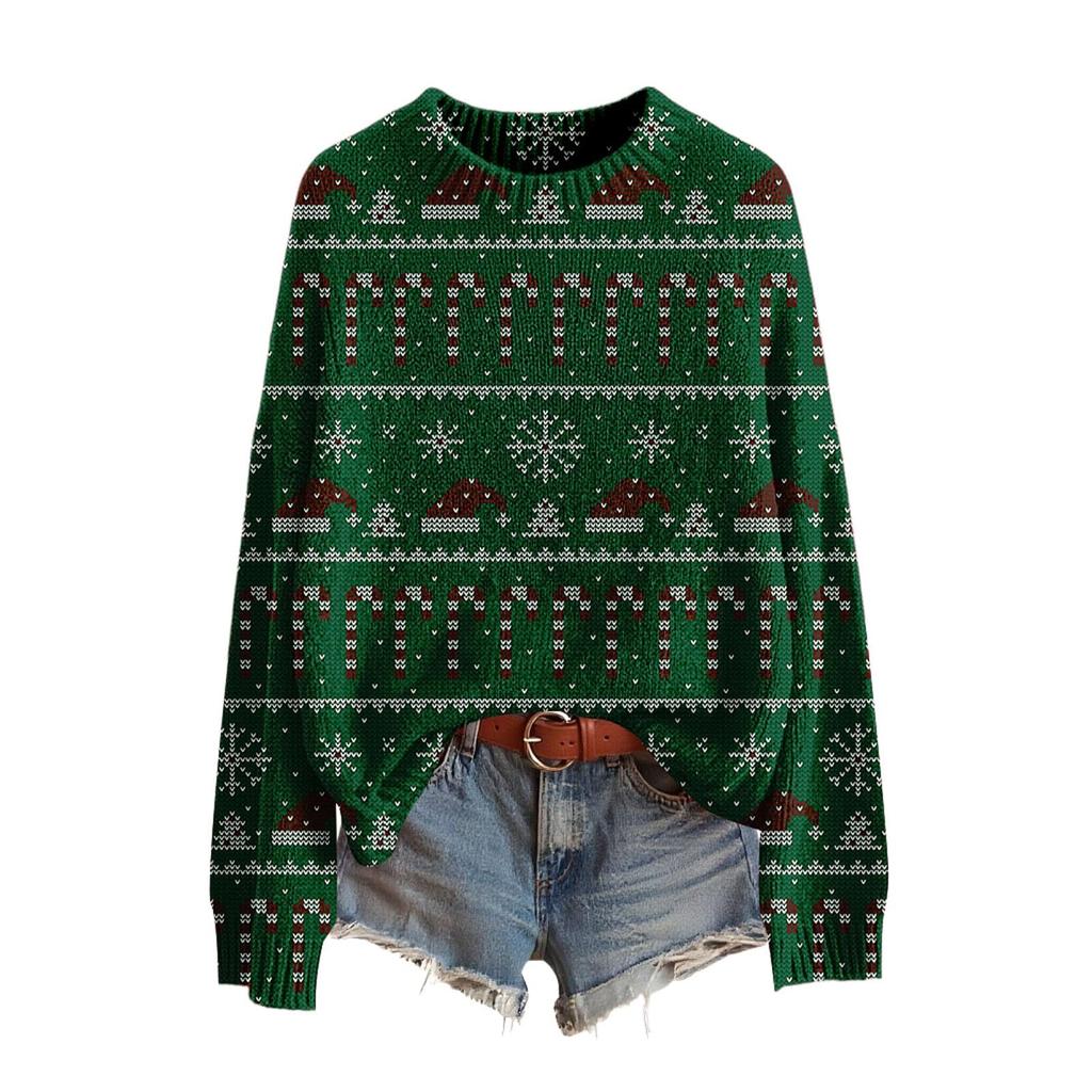 Женский смешной женский рождественский свитер с круглым вырезом, рождественский джемпер, рождественский наряд, уродливый свитшот, рождественский костюм
