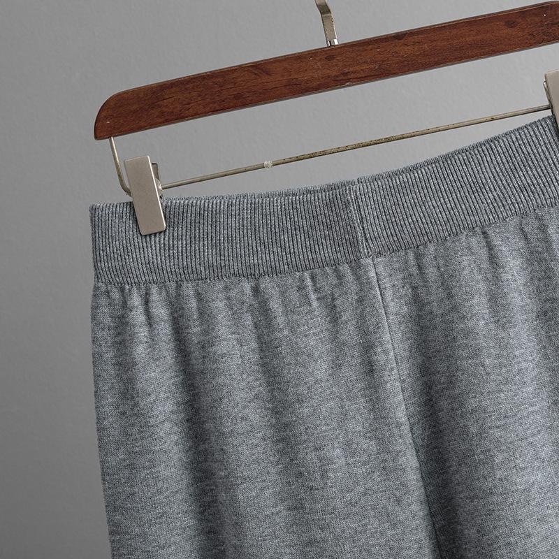 Женский осенне-зимний модный костюм большого размера, рубашка + брюки, повседневные брюки с круглым вырезом, длинными рукавами и разрезами, цветные повседневные брюки с высокой талией