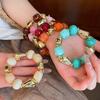 Bohemian Beads Acrylic Bangle Europe American Style Retro Hand Ring Irregular Bracelet  Gift
