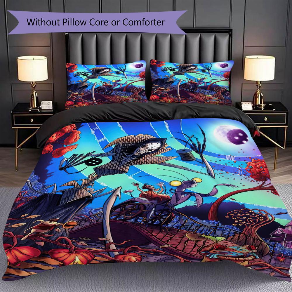 1PC Coraline pattern Bedding Quilt Set Quilt Cover Pillowcase Home Decoration Birthday Gift (1 * duvet cover + 2 * pillowcase, without core)