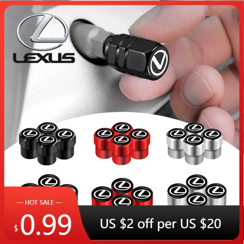 Interior Stickers 4Pcs Alloy Car Tire Valve Cover Wheel Accessories For Lexus LS LC IS350 ES300 GS350 CT200h GX460 LX570 RX500h