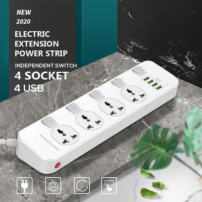 2500 Вт Электрический 4-х розеточный + 4 USB-удлинителя, удлинитель 3,4 А 5 В, шнур для вилки США/Великобритании, 4 розетки, адаптер для электрических розеток, белый, AC100-250 В, 50-60 Гц