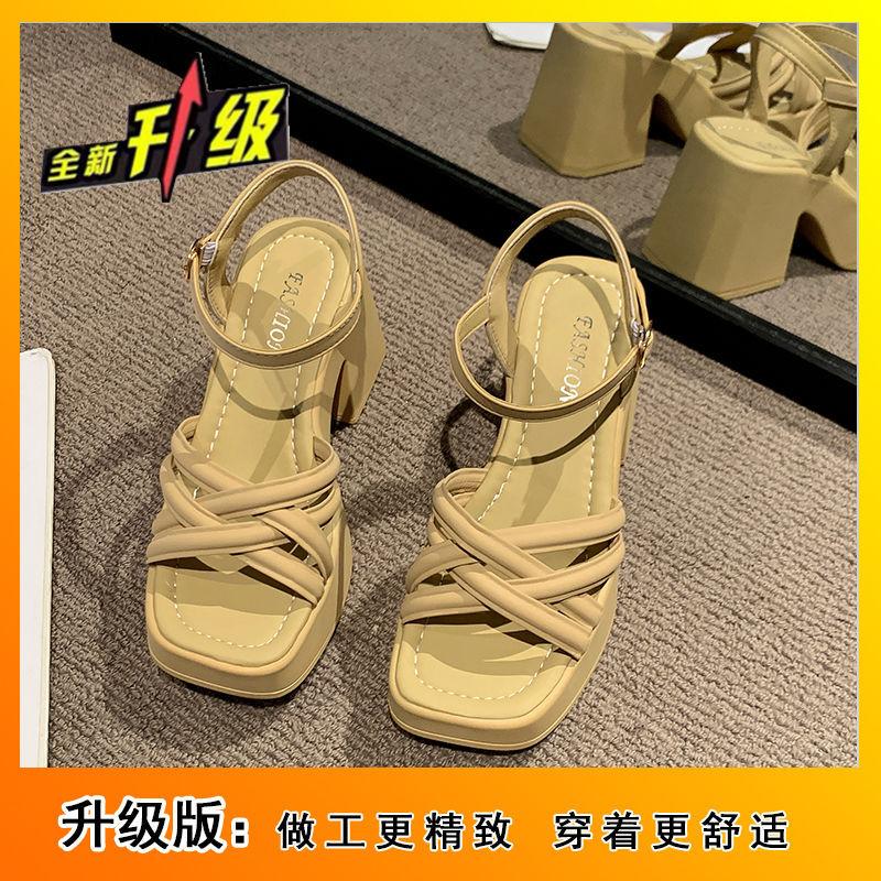 Средний каблук французские босоножки на высоком каблуке женские толстые каблуки с нежным феерическим стилем с юбкой женские босоножки лето 2025