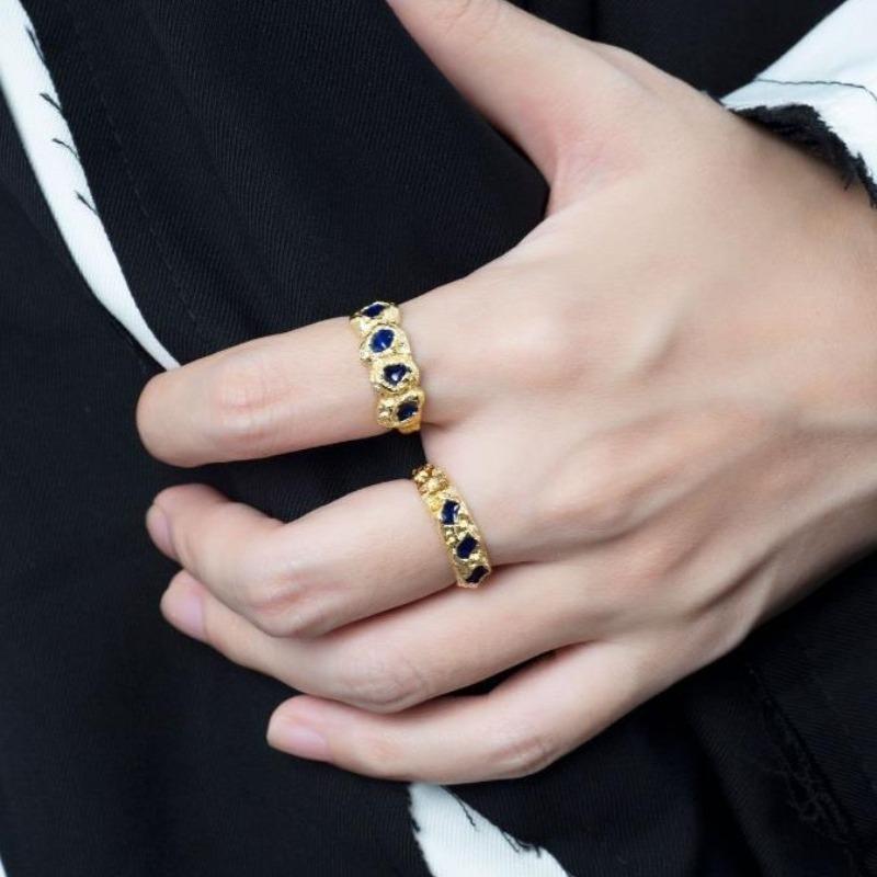 Shiny Irregular Zircon Lava Texture Ring Trend Temperament Women Adjustable Luxury Rings Girls Y2K Jewelry Gifts Accessories