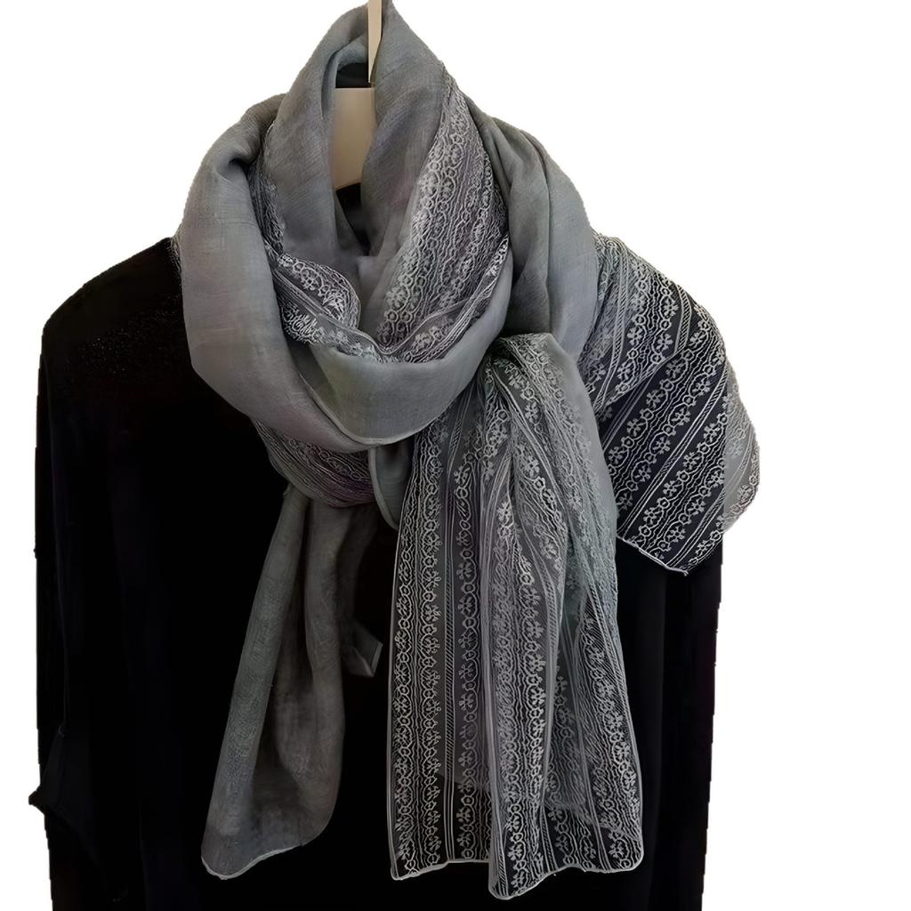 Korean version of lace cotton and linen scarf shawl summer thin small vest women's high-end versatile scarf scarf