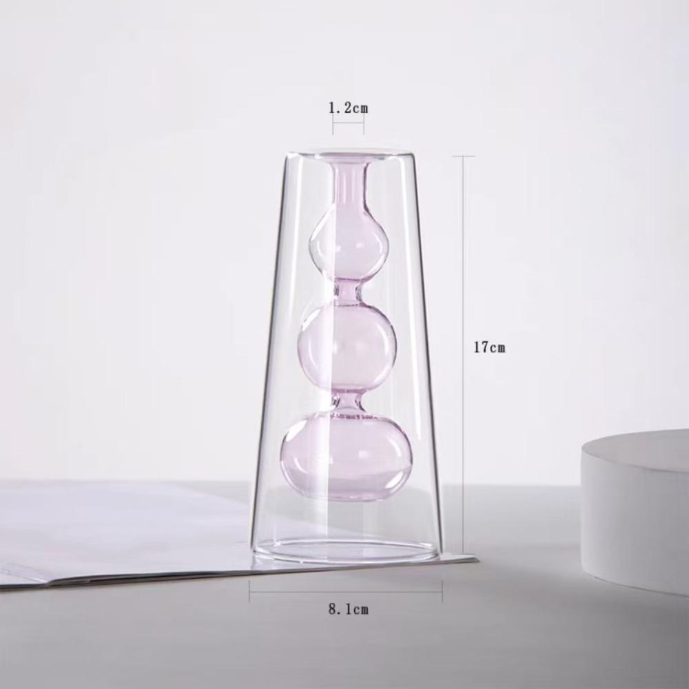 Minimalism Double-layer Flower Vase Creative Aromatherapy Diffuser Bottle Colored Glass Vase Gift