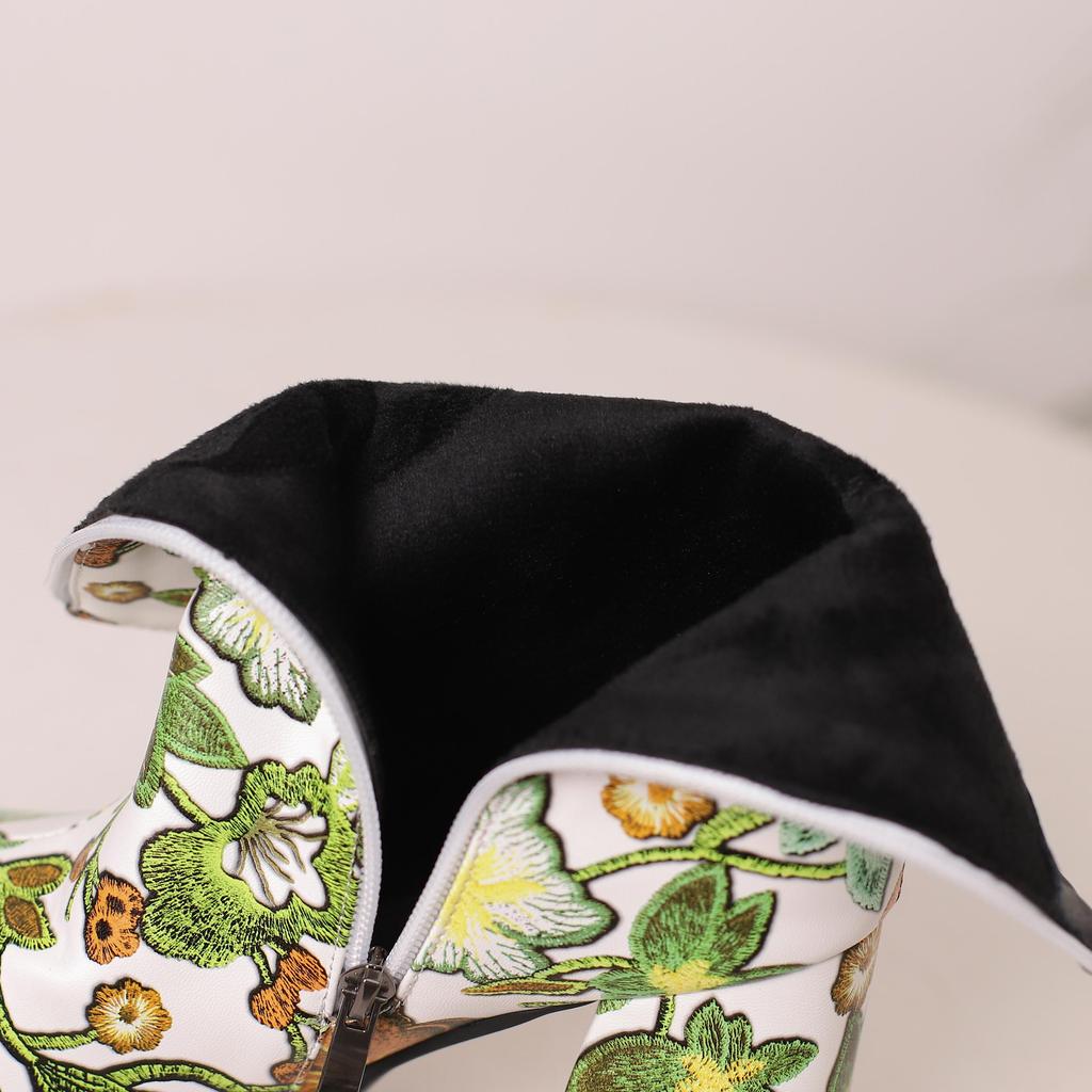 Q/женские короткие ботинки на высоком каблуке, модная водонепроницаемая платформа с принтом, короткие ботинки большого размера на толстом каблуке