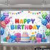 2D Rainbow Confetti Happy Birthday Backdrop Banner for Children Party Supplies