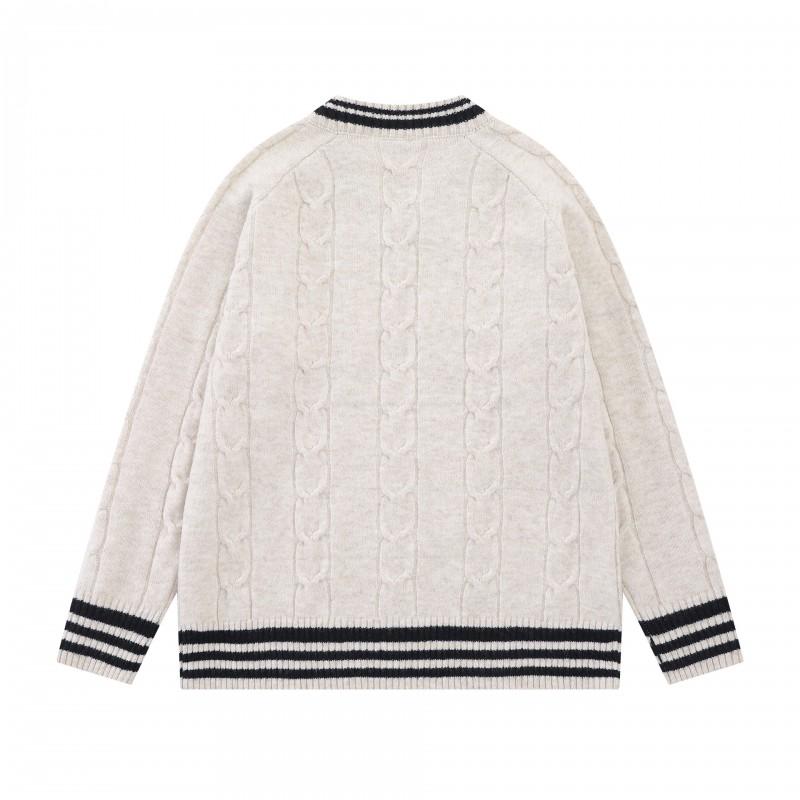 Cozy V-Neck Knit Sweater Men Women - Thick Warm Winter Casual Pullover In Vintage American College Style
