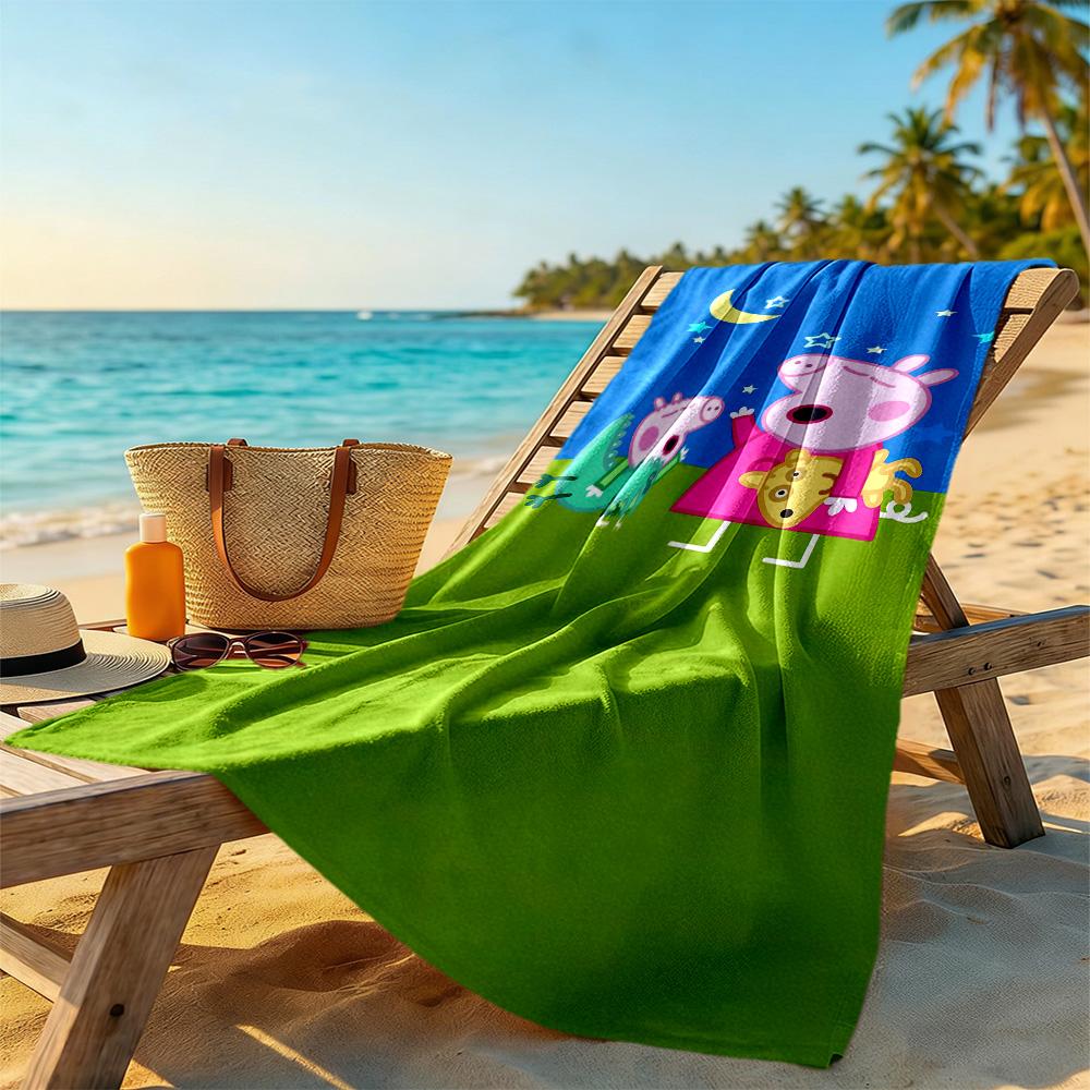 Peppa Pig S Garden Day Beach Towel Soft Durable Quick-Dry Comfortable Lightweight Portable for Swimming,Beach,Camping, Travel, Beach Accessories,Gym