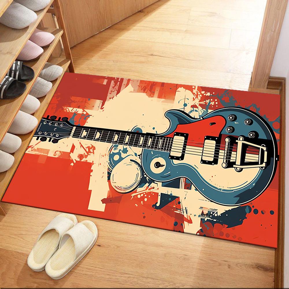 Electric Guitar In Flames Floor Mats for Living Room, Bedroom and Room Decoration Are Suitable for Gifts.