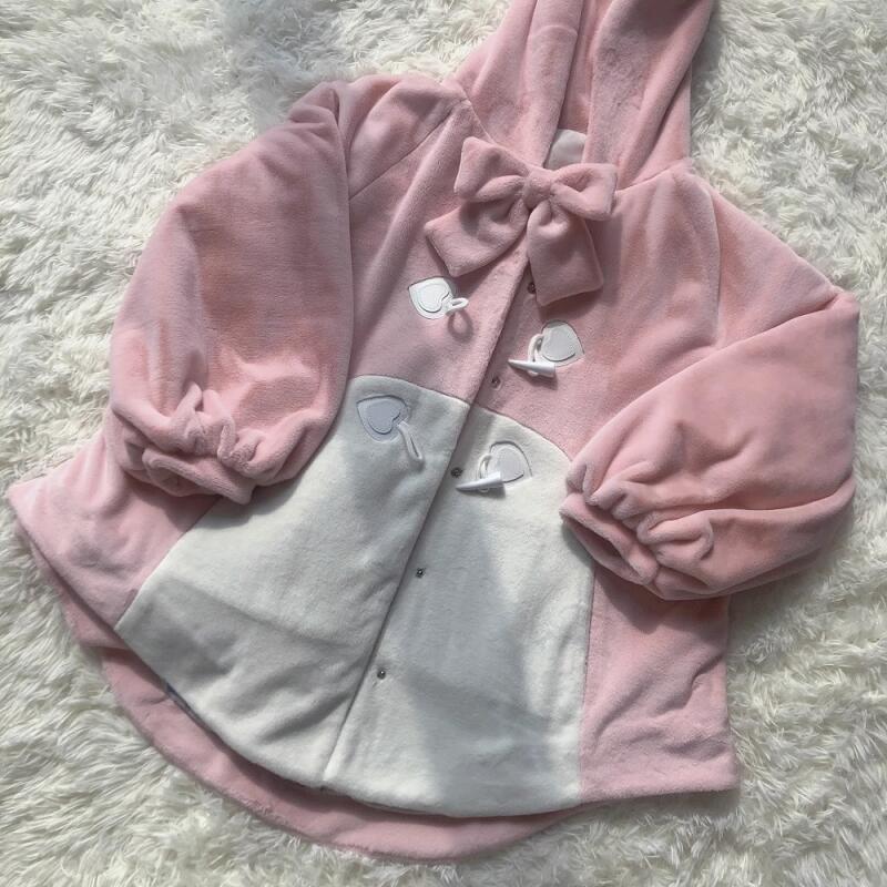 Маленький хвост динозавра с толстым бархатным пальто женская одежда зимняя куртка новая Лолита милый бант сращивание бархатные толстовки женский топ