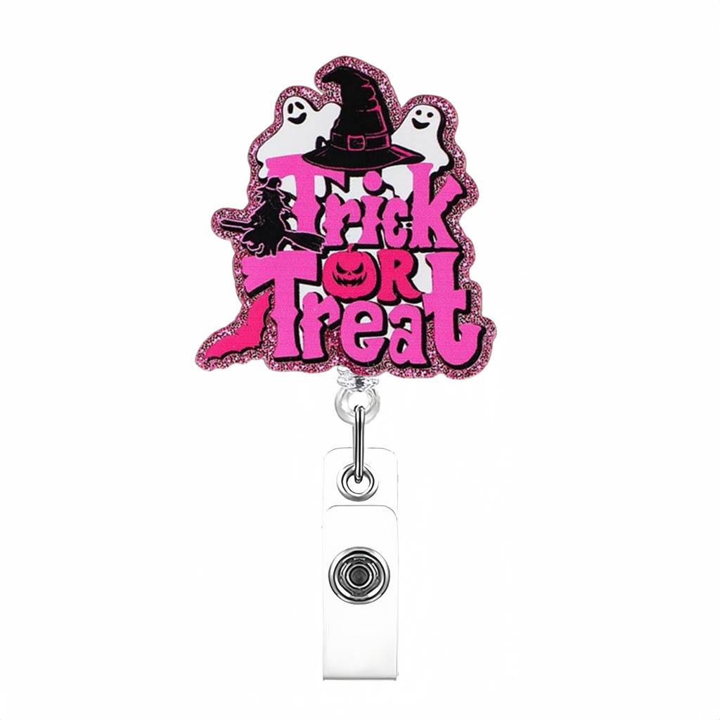 Glitter Acrylic Badge Holder Sturdy Ghost Id Card Holder Retractable Badge Reel Acrylic Pumpkin Badge Reel For Id Display Doctor