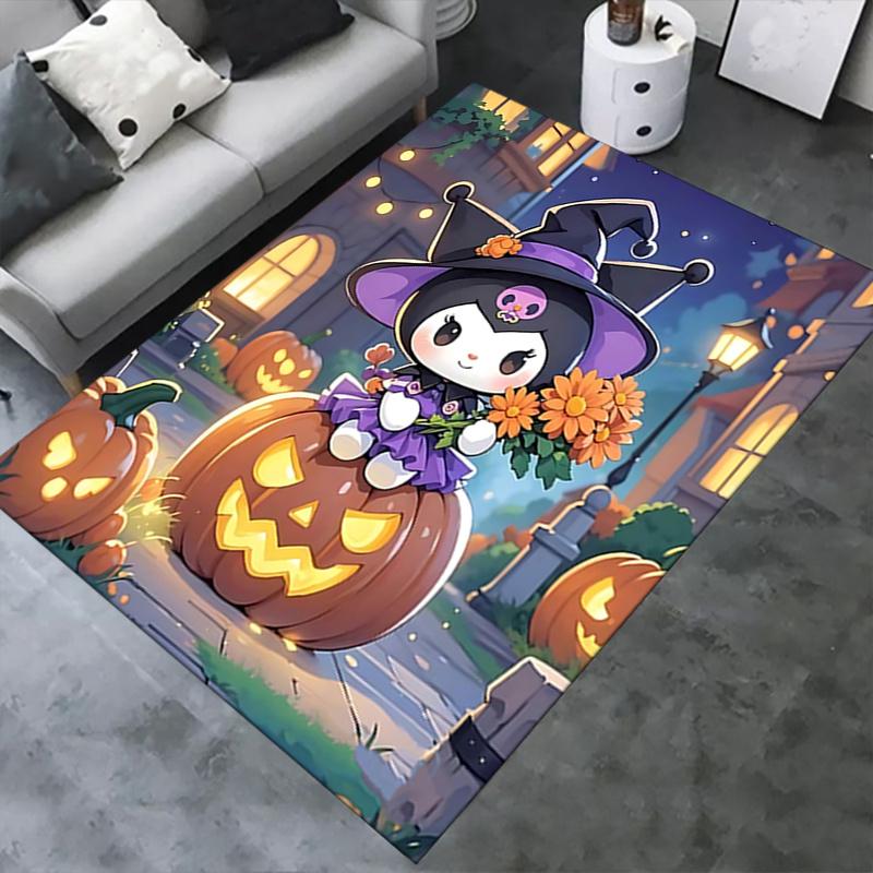 Office Rug Halloween, Kuromi Anti-Slip Rug, Machine Washable for Living Room, Bedroom, Office, Multiple Sizes, Bedroom Mat, Decorative Mat, Durable Ma