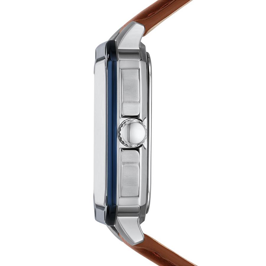 Fossil Часы-скелетоны Automatic с синим циферблатом и коричневым кожаным ремешком для мужчин - BQ2571