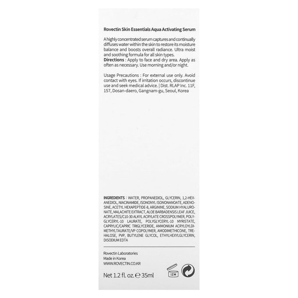 ROVECTIN Skin Essentials Aqua Активирующая сыворотка, 1,2 жидких унций (35 мл)