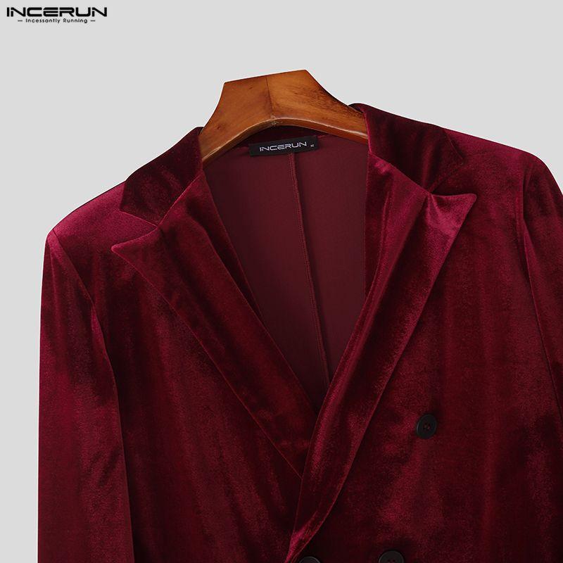 INCERUN Зима Осень Мужской Пиджак из Бархата с Заостренными Лацканами и Длинными Рукавами, Длинные Брюки, Повседневные Наряды, Комплекты из Двух Предметов