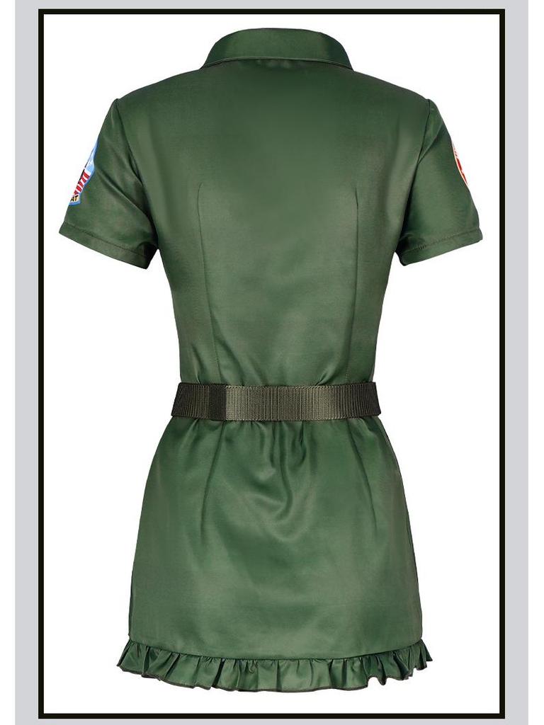 Армейский зеленый костюм пилота Top Gun на Хэллоуин для вечеринок и выступлений