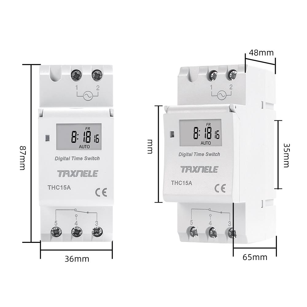 Electronic Weekly 7 Days Programmable Digital TIME Relay Timer Switch Control AC 220V 230V 12V 24V 48V 16A Din Rail Mount THC15A3
