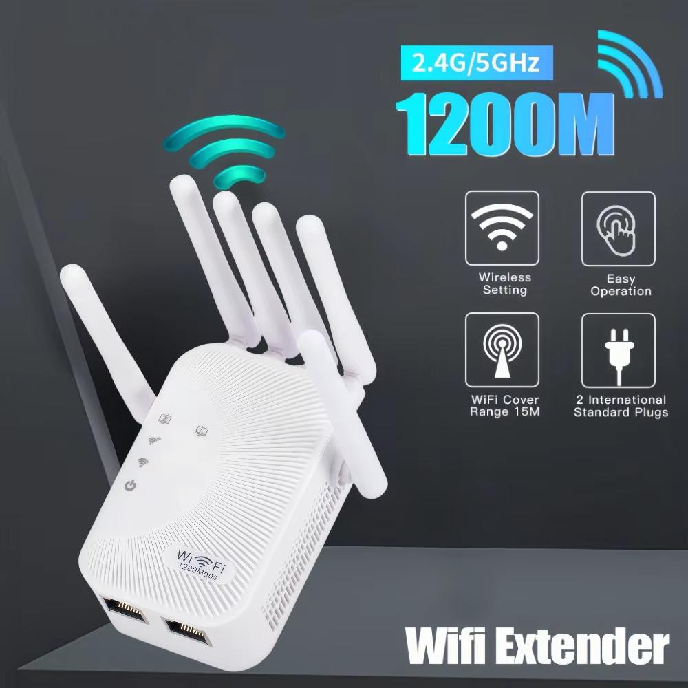 1200 Мбит/с WiFi-ретранслятор, двухдиапазонный беспроводной усилитель, сетевой усилитель сигнала дальнего действия 2,4 ГГц, для домашнего офиса, Wi-Fi-ретранслятор