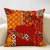 Red Bohemian Style Cushion Cover Natural Linen Organic Fabric Double-Sided Printing Breathable Perfect For Home Decor