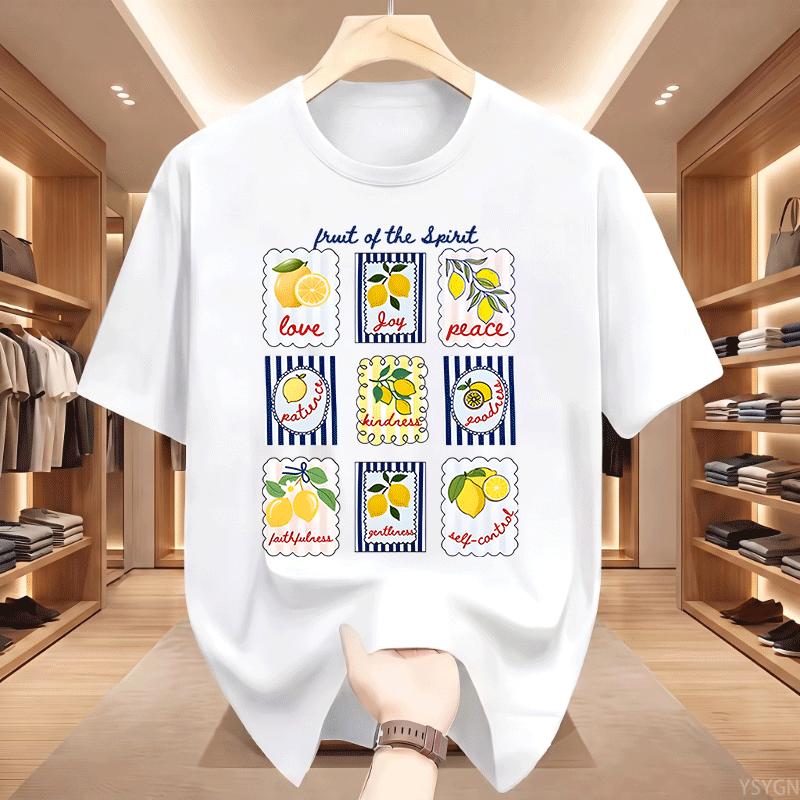 Fruit Of The Spirit Tshirt For Unisex Unisex Christian Lemon Tee Trendy Bible Verse T Shirt Comfortable Beach Short Sleeve Tshirts