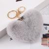 Plush Love Heart Keychain Soft Fluffy Lightweight Girls Car Key Ring Holder Handbag Backpack Decoration Pendant Birthday Gift