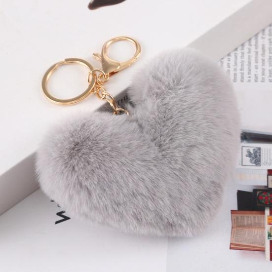 Plush Love Heart Keychain Soft Fluffy Lightweight Girls Car Key Ring Holder Handbag Backpack Decoration Pendant Birthday Gift