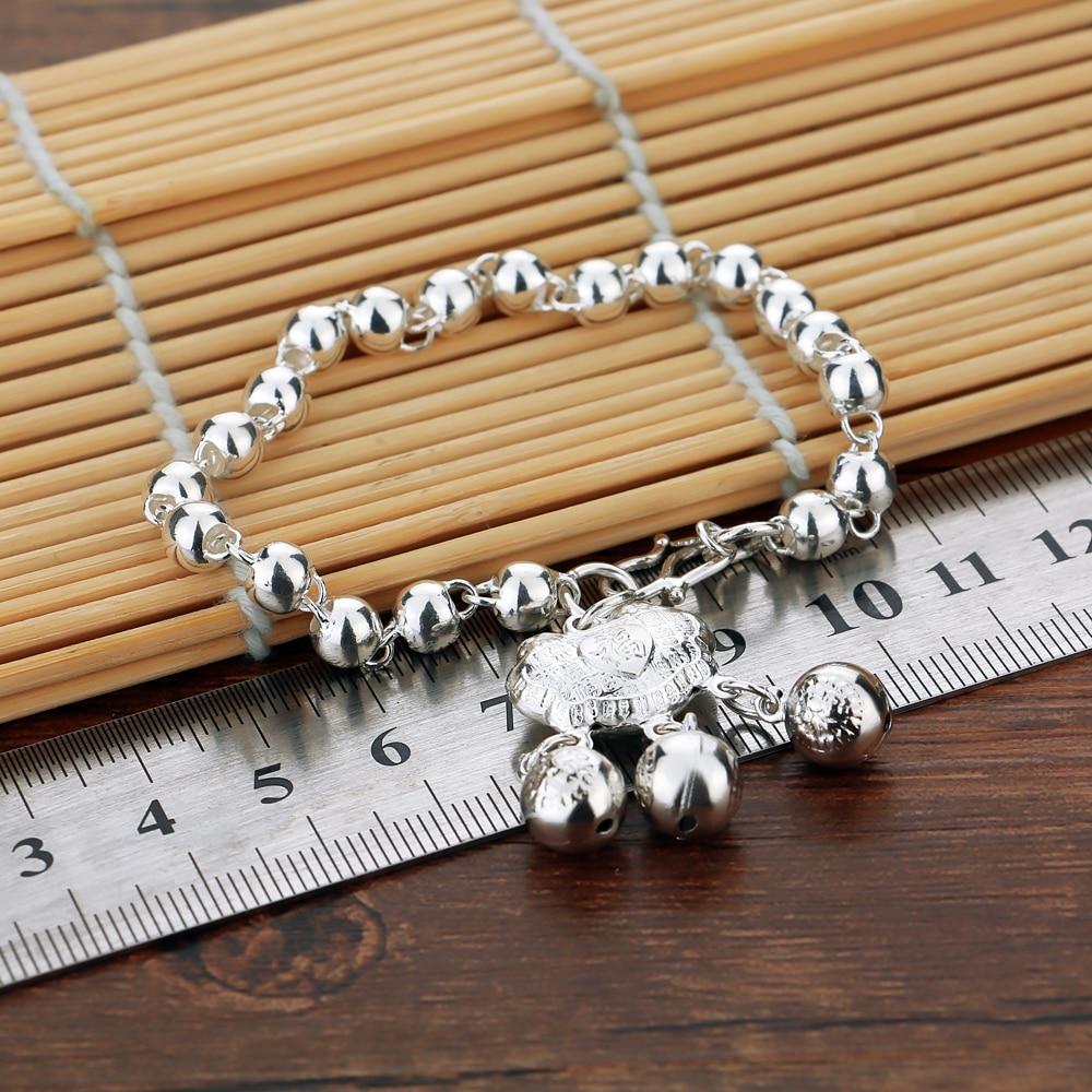 6 мм стиль браслет из стерлингового серебра 925 пробы женский браслет из бисера с замком и замком дизайн однотонный серебряный браслет подарок на день рождения