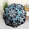 Blue&White Floral Mandala Wall Art DecorUmbrella with Cute Design,Portable 3-Fold Compact Umbrella for Men&Women,Valentine's Day Mother's Da