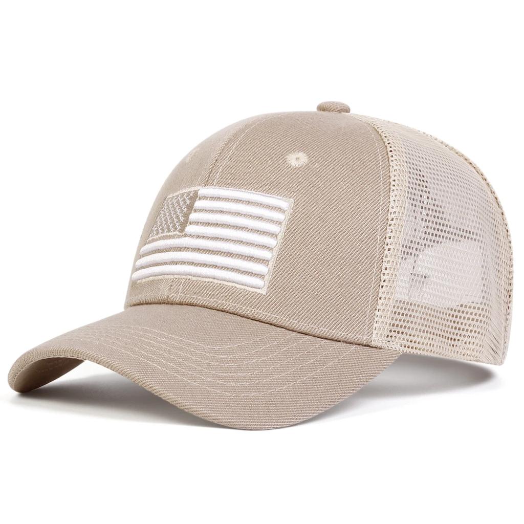 Unisex American Flag Embroidery Baseball Net Caps Outdoor Adjustable Spring and Summer Casual Sunscreen Hat