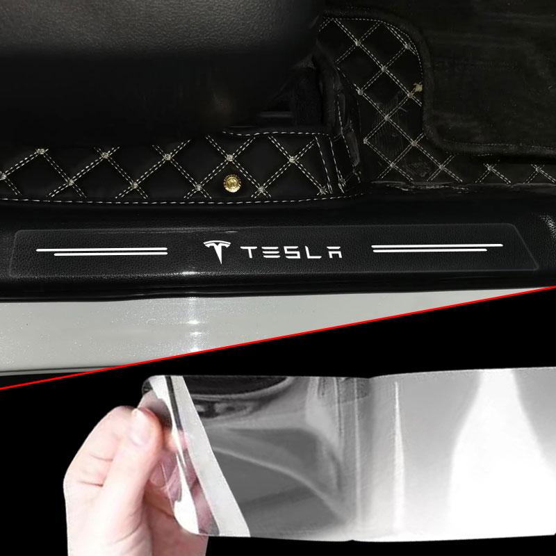 4 шт. Защита порогов автомобиля Прозрачная декоративная 3D наклейка Для Tesla Model 3 Model S Model X Model Y Roadster Bonina Coil