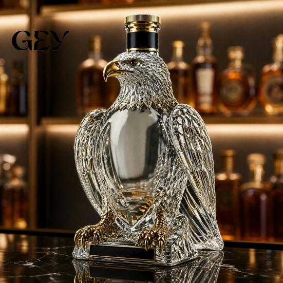 Whiskey Decanter for Connoisseurs Eagle Glass Decanter, 350ml 250th Anniversary Shaped Bottle Artistic Wine Bourbon, Unique Bar Decor & Gift
