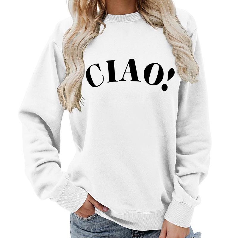 Женская толстовка Ciao Print с круглым вырезом и длинным рукавом, большого размера - EU размер, Повседневная, Свободный крой