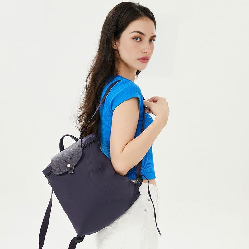 Longchamp Le Pliage Green Logo Snap Zipper Adjustable Shoulder Strap Recycled Polyamide Canvas Backpack Women backpack Purple 1699919645