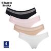 Women's Panties Underwear Cotton Thongs Tangas G String Sexy Bikini Lingerie Soft Hollow Out Seamless 4 Pack