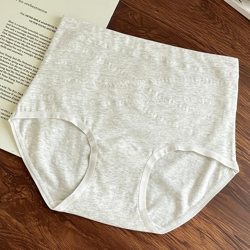 Plus Size Women Pure Color Simple Cotton High Waist Belly Lift Hip No Mark Breathable Extended Crotch Underwear