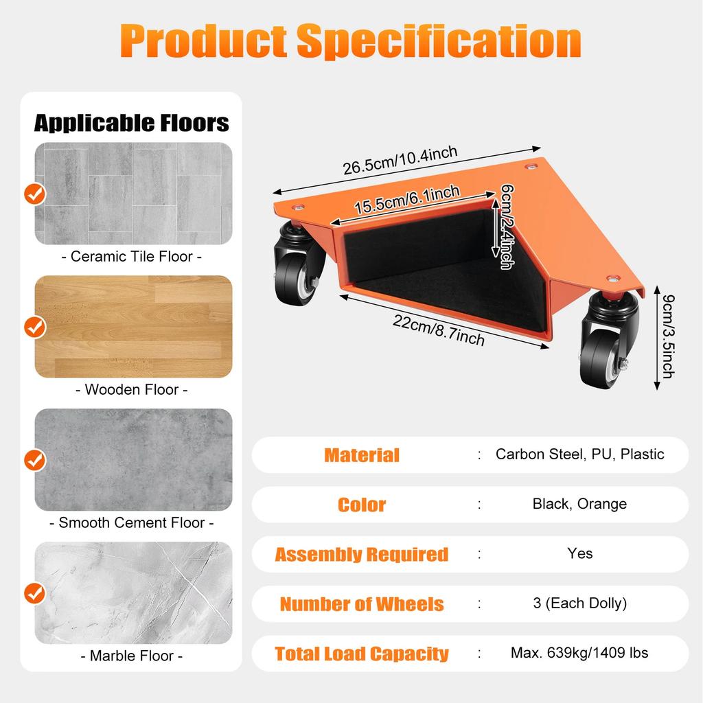 4 Pcs Furniture Rollers Heavy Load, Roller Set Mover Desk Cabinet Corner Dolly, Transport Rollers for Rectangular Objects