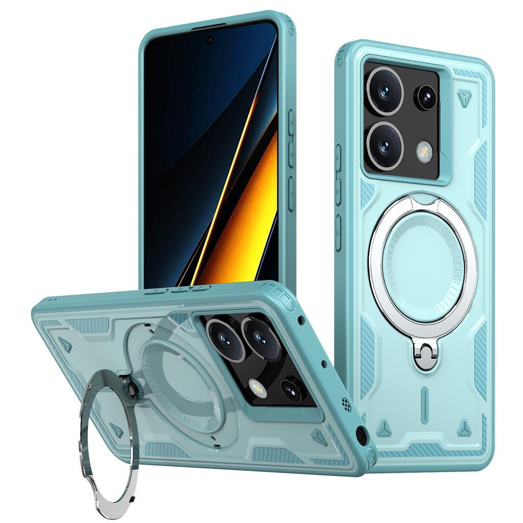 For Xiaomi Poco X6 5G Case Compatible with MagSafe Military Protection PC+TPU Kickstand Phone Cover