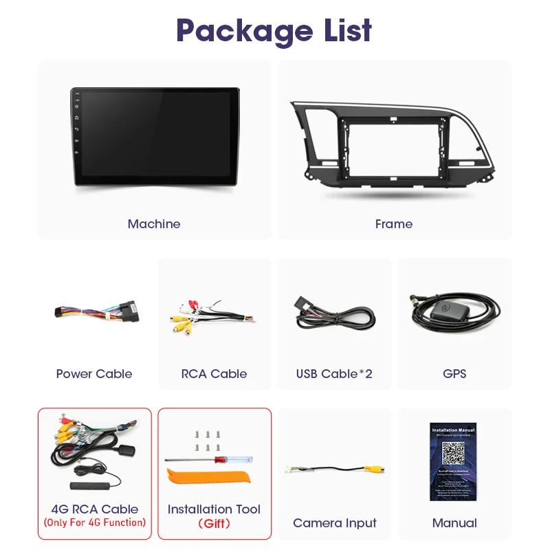 2 Din Android 12 автомобильное радио для Hyundai Elantra 6 2016-2018 мультимедийный видеоплеер GPS 4G Carplay авто стерео DVD QLED головное устройство