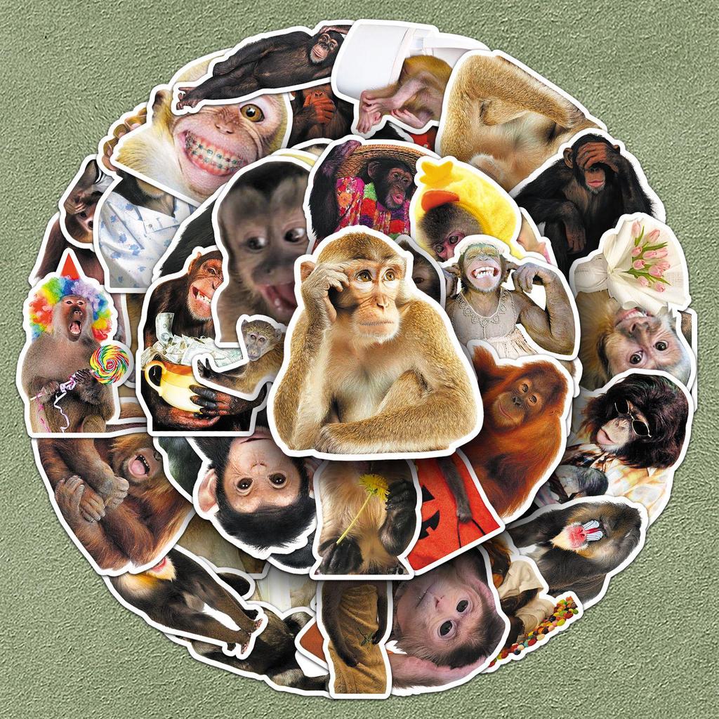 50 Crazy Monkey & Emoji Stickers - Creative Graffiti & Storage for Motorcycles