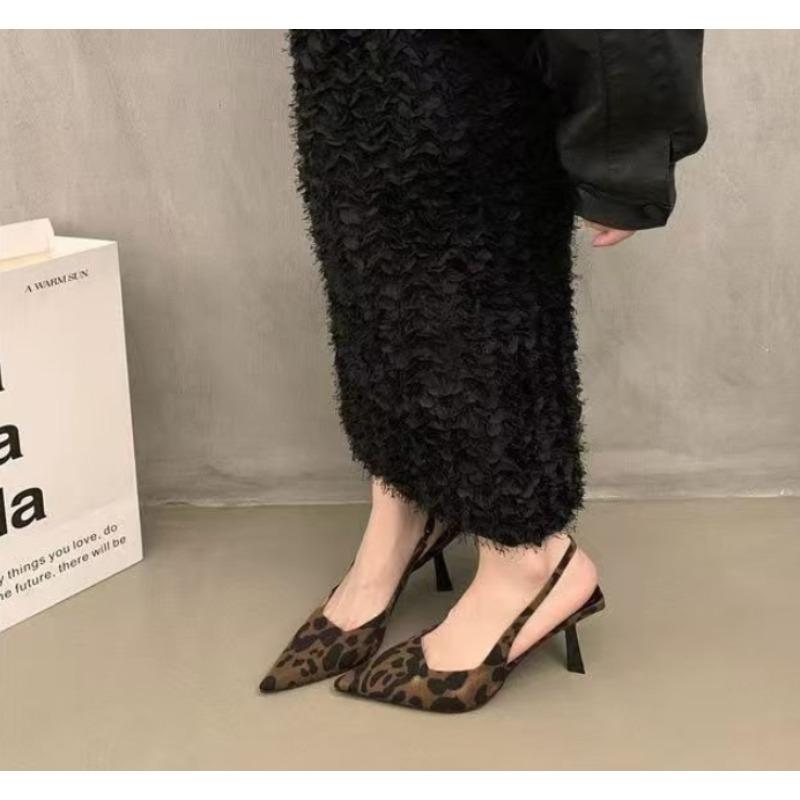 Обувь для женщин 2025 года, новые туфли большого размера, туфли-лодочки с леопардовым принтом, с острым носком, на невысоких шпильках, на тонких каблуках, Zapatos De Mujer