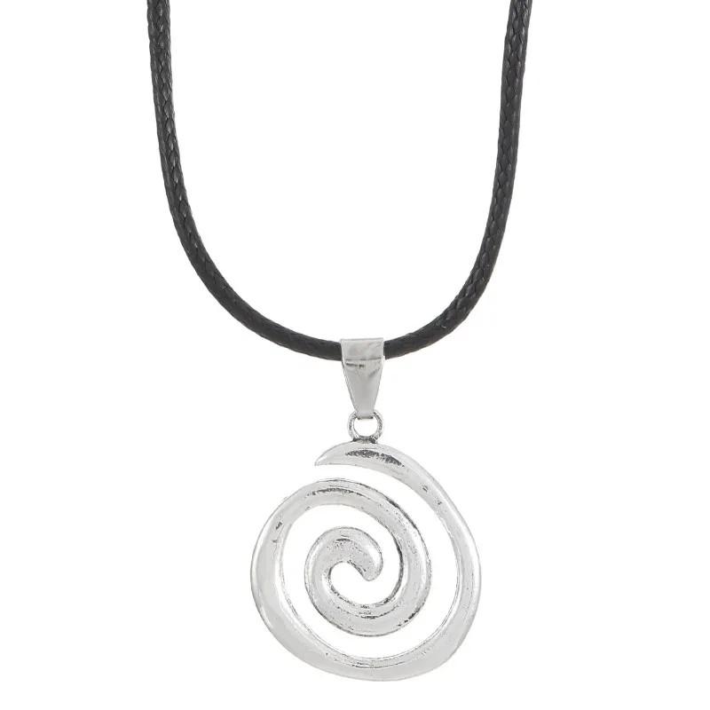 Spiral Vortex Pendant Necklaces Unisex Hand-Woven Leather Rope Necklace Boho Vintage Accessories Stylish Couple Jewelry