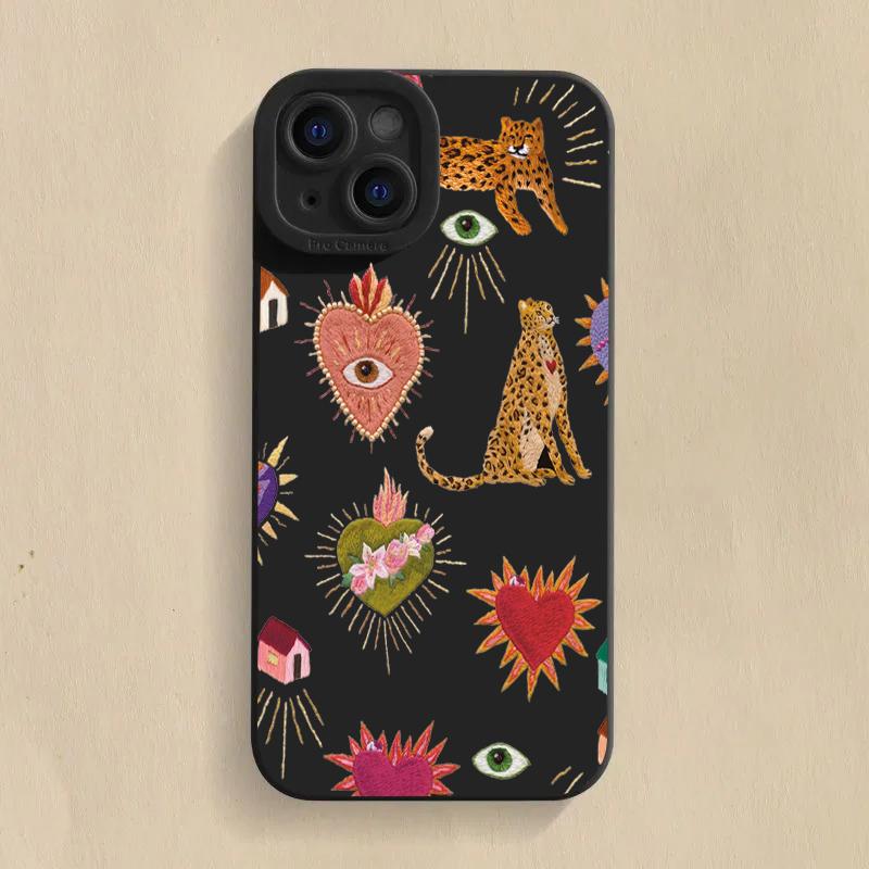 Floral Leopard Eyes Phone Case For iPhone 11 12 13 14 15 16 Pro Max 7 8 Plus 16E XR X XS SE Shockproof Silicone Soft Cover